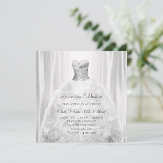 パーティードレスホワイトキンセアニェラ招待状 招待状 (スタンド正面)