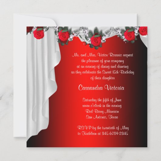 パーティードレスレッドローズキンセアニェラ招待状 招待状 (裏面)