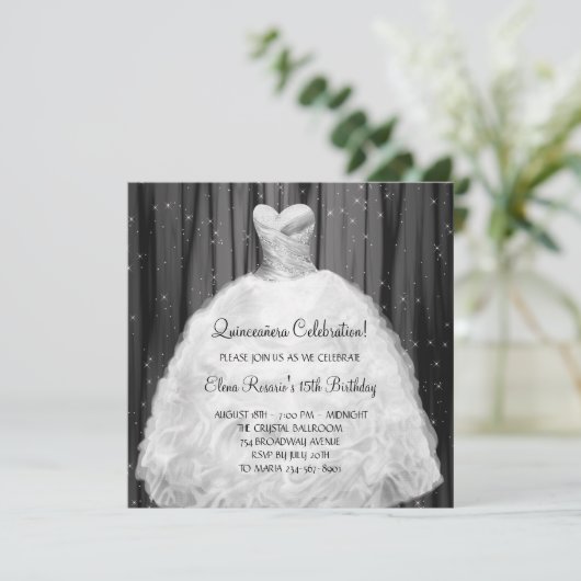 パーティードレス白黒キンセアニェラ招待状 招待状 (スタンド正面)