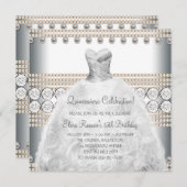 パーティードレス金ゴールドとホワイトキンセアニェラ招待状 招待状 (正面/裏面)