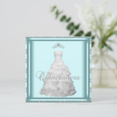 パーティードレス ティアラ ティールブルー 白 クイーンザネラ 招待状 (スタンド正面)