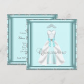 パーティードレス ティアラ ティール ダマスク キンセアニエラ 招待状 (正面/裏面)