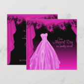 パーティードレス フクシア ホットピンクのキンセアニエラ 招待状 (正面/裏面)