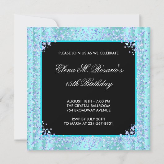 パーティードレス 風船 紫 青 ティール 青 紫 クイーンズアネラ 招待状 (裏面)