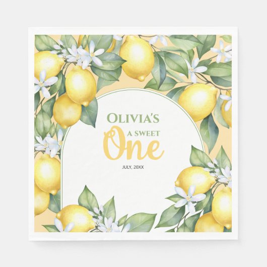 パーティーナプキンス柑橘類1歳の誕生日。 スタンダードランチョンナプキン (正面)