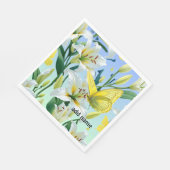 パーティーナプキンズホワイトリリーイエローバタフライ スタンダードランチョンナプキン (角)