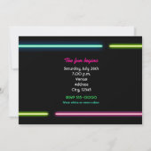 パーティーネオングローライツレイブクラブパーティー招待状 招待状 (裏面)