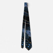パーティーネックタイアゲートネイビーブルー金ゴールド大理石 ネクタイ (裏面)
