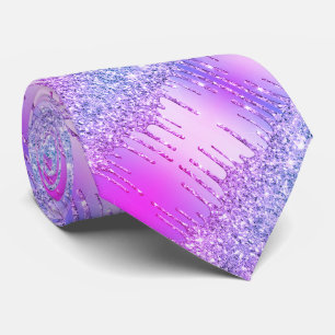 パーティーネックタイパープルピンクネオン金ゴールドグリッタードリップ ネクタイ