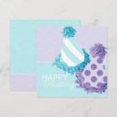 パーティーハッツ誕生日 招待状 (正面/裏面)