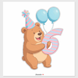 パーティーハットと風船のかわいい誕生日熊 シール