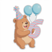 パーティーハットと風船のかわいい誕生日熊 シール (正面)
