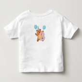 パーティーハットと風船のかわいい誕生日熊 トドラーTシャツ (裏面)