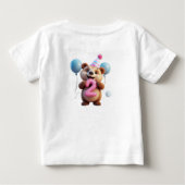 パーティーハットと風船のかわいい誕生日熊 ベビーTシャツ (裏面)