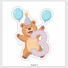 パーティーハットと風船を持つかわいい誕生日のクマ シール