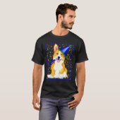 パーティーハットをかぶったコーギーのお祝い Tシャツ (正面フル)