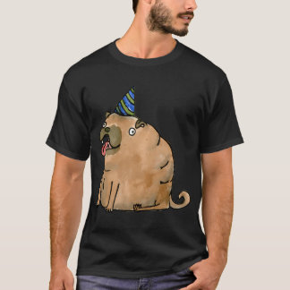 パーティーハットをかぶったパーティードッグ Tシャツ