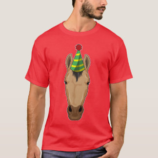 パーティーハットをかぶったレトロな馬 Tシャツ