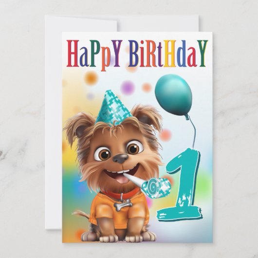 パーティーハットをかぶった犬の誕生日 (正面)