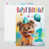 パーティーハットをかぶった犬の誕生日 (正面/裏面)