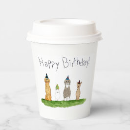 パーティーハットをかぶった4匹の犬の誕生日 紙コップ