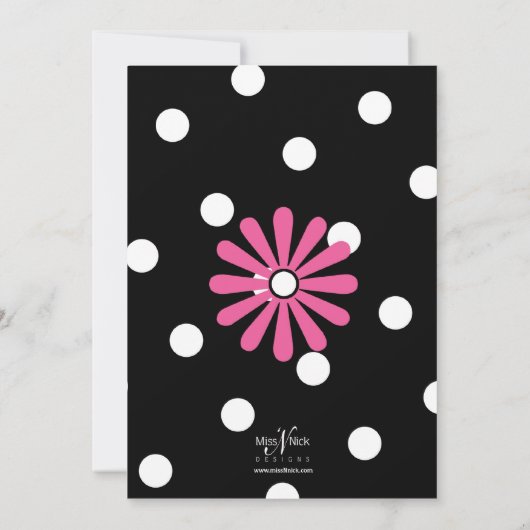 パーティーハットウィズピンク水玉模様招待状 招待状 (裏面)