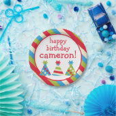 パーティーハットパーソナライズされたバースデーパーティープレート ペーパープレート (パーティー)