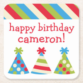 パーティーハットパーソナライズされた紙コースター スクエアペーパーコースター