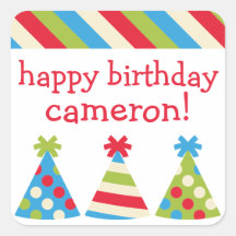 パーティーハットパーソナライズされた誕生日シール