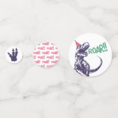 パーティーハットピンクと紫の誕生日の恐竜Tレックス コンフェッティ (正面)