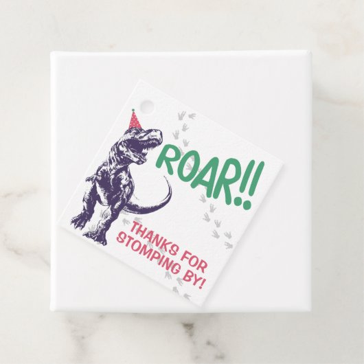 パーティーハットピンクと紫の誕生日の恐竜Tレックス フェイバータグ (インサイチュ)