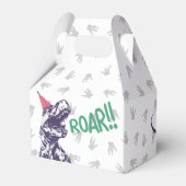 パーティーハットピンクと紫の誕生日の恐竜Tレックス フェイバーボックス (裏面サイド)