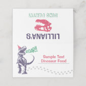 パーティーハットピンクと紫の誕生日の恐竜Tレックス プレイスカード (外部開封)