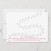 パーティーハットピンクと紫の誕生日の恐竜Tレックス 招待状 (裏面)