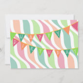 パーティーハットピンクの女の子の誕生日パーティーを着ている犬 招待状 (裏面)