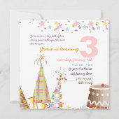 パーティーハット，子どもの誕生日パーティー 招待状 (裏面)