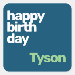 パーティーハッピーバースデーミニマル紫グリーン スクエアシール