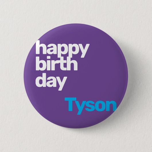 パーティーハッピーバースデーミニマル紫バッジボタン 缶バッジ (正面)