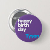 パーティーハッピーバースデーミニマル紫バッジボタン 缶バッジ (正面&裏面)