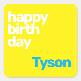 パーティーハッピーバースデーミニマル黄 スクエアシール