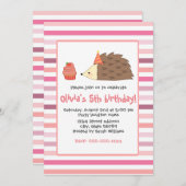 パーティーハリネズミとカップケーキ 招待状 (正面/裏面)