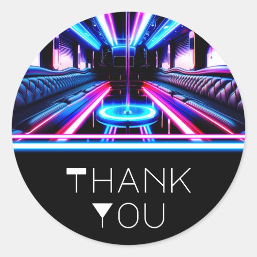 パーティーバスグローライトダンスフロア誕生日パーティー ラウンドシール (正面)