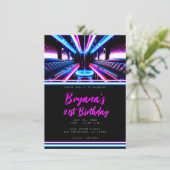 パーティーバスグローライトダンスフロア誕生日パーティー 招待状 (スタンド正面)