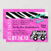 パーティーバス誕生日パーティー 招待状 (正面/裏面)