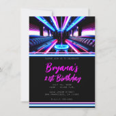 パーティーバス グローライト ダンスフロア 誕生日パーティー 招待状 (正面)