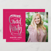 パーティーバナー編集可能カラー卒業招待状 案内状 (正面/裏面)