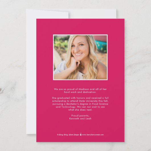 パーティーバナー編集可能カラー卒業招待状 案内状 (裏面)