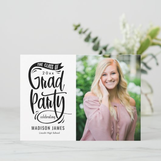 パーティーバナー編集可能カラー卒業招待状 案内状 (スタンド正面)