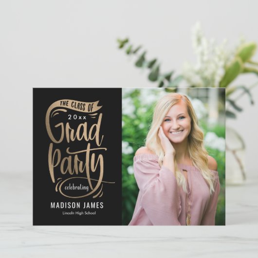 パーティーバナー編集可能カラー卒業招待状 案内状 (スタンド正面)