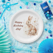 パーティーバニーガールボーイベージュバースデーパーティープレート ペーパープレート (パーティー)